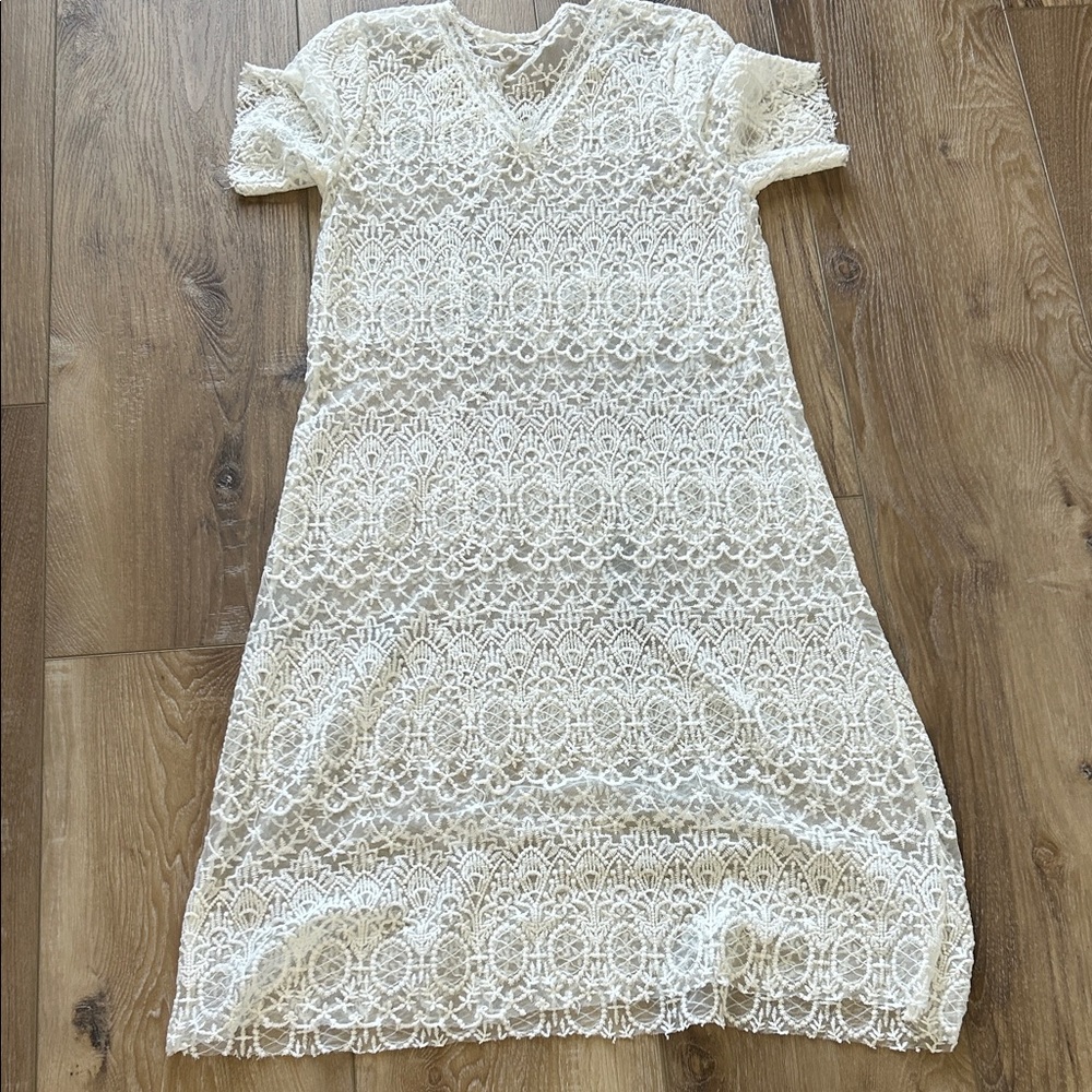 Amazon White Lace Midi Dress